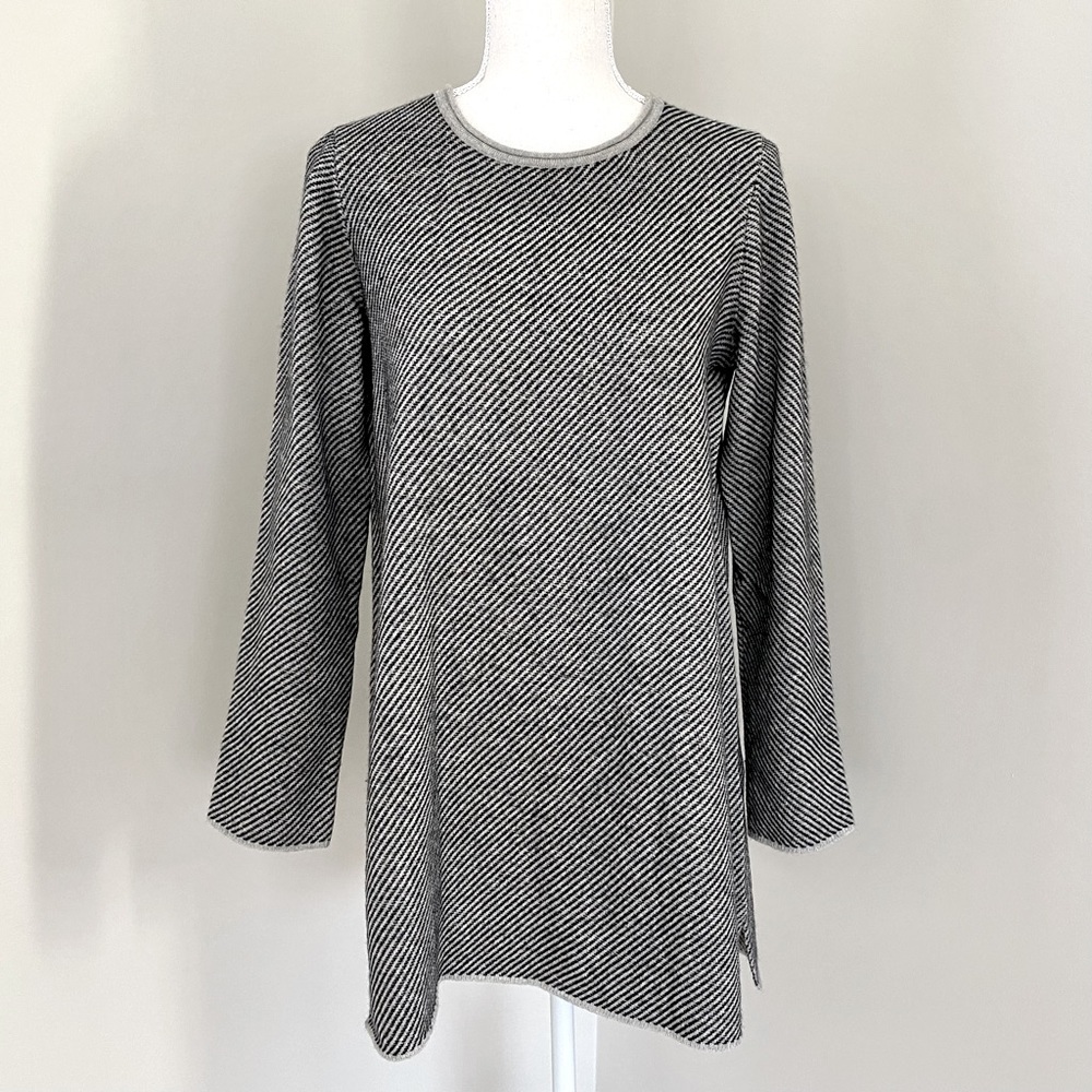 Eileen Fisher Cashmere Striped Crewneck Long sleeve Tunic Sweater Dress , XS